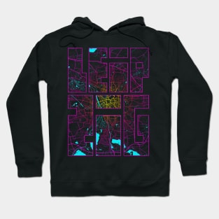 Leipzig, Germany City Map Typography - Neon Hoodie